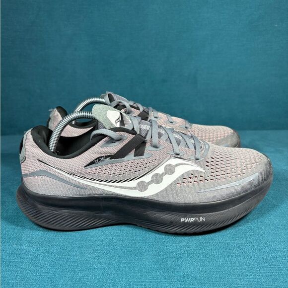 Saucony Ride 15 Women Gray/Purple Running Shoes Size 11 - Picture 3 of 8